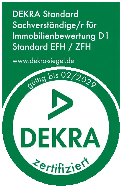 DEKRA-Siegel – Sachverständiger für Immobilienbewertung D1, gültig bis 02/2029